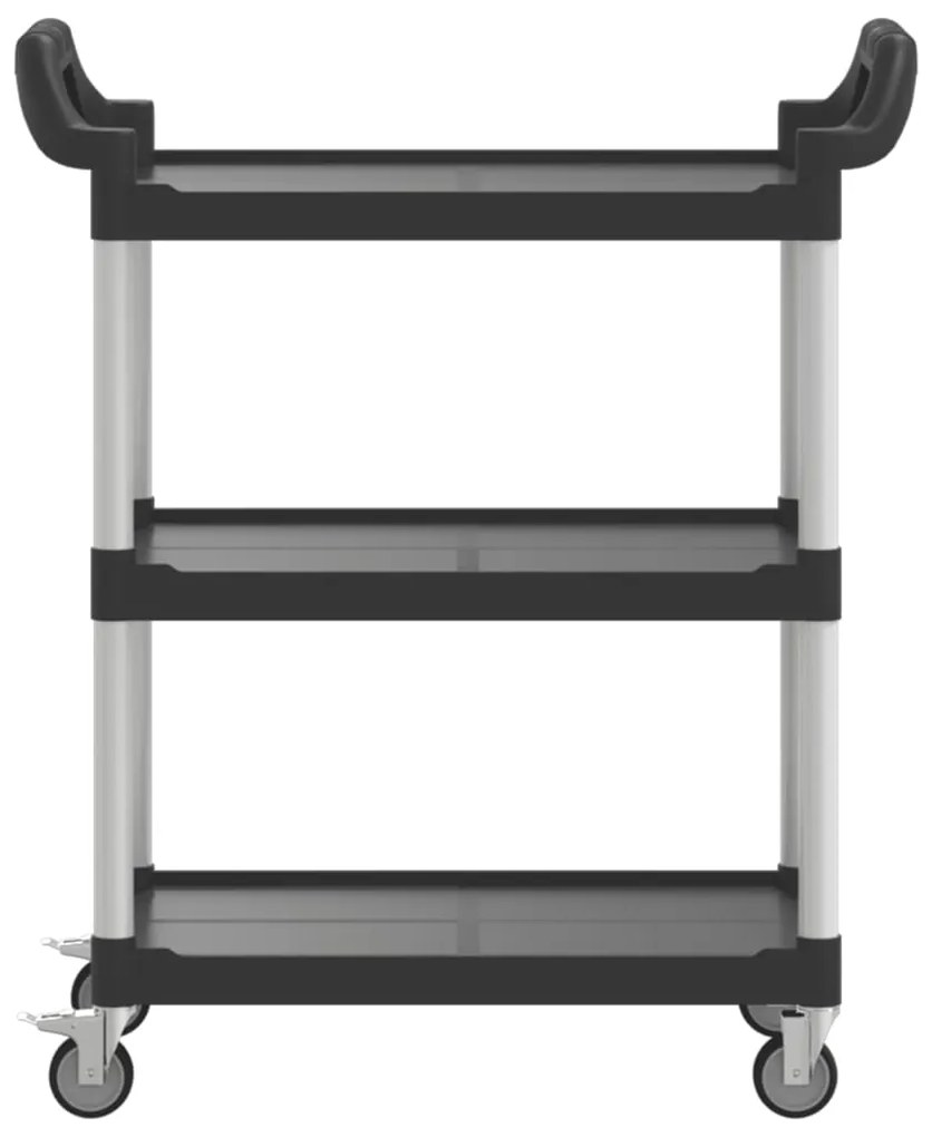 Carrello a 3 ripiani nero 81x41x92 cm in alluminio