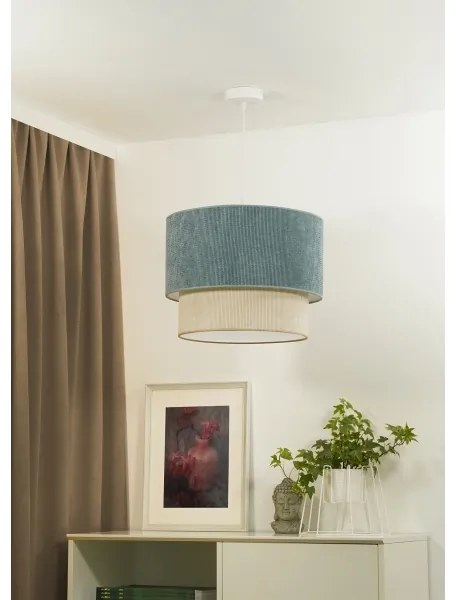 Duolla - Lampadario a sospensione con filo CORDUROY 1xE27/15W/230V diametro 40 cm blu/beige