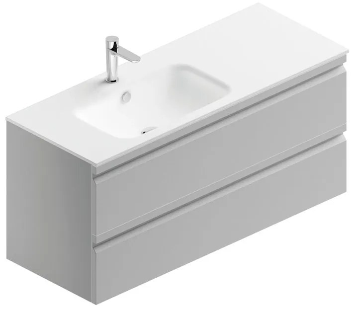Mobile sottolavabo e lavabo Pull per vasca centrale grigio artico opaco in mdf L 120 x H 56 x P 46 cm 2 cassetti