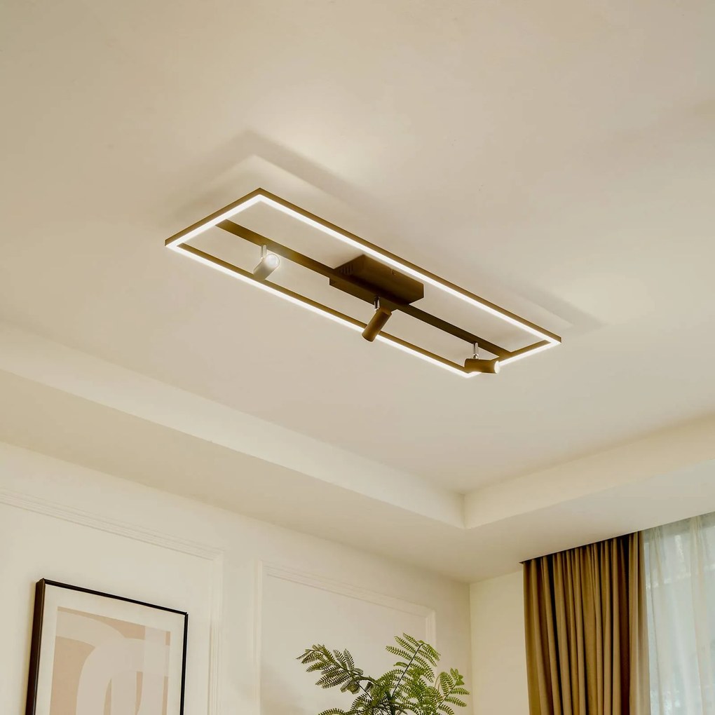 Plafoniera a LED Yvor Lucande, Nero, Soggiorno / Sala da pranzo, Alluminio, Moderno, Plafoniera LED