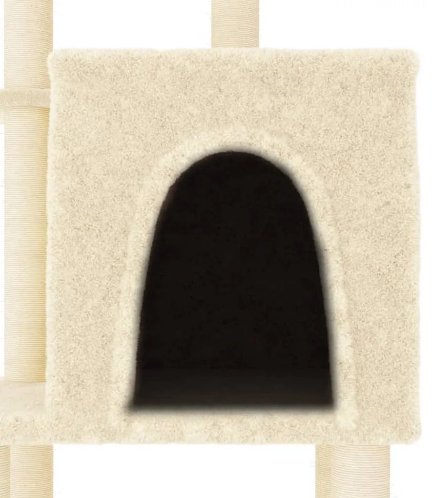 Albero per gatti con tiragraffi in sisal crema 97 cm