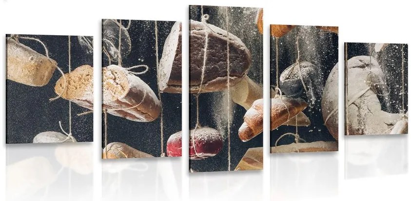 Quadri 5 pezzi – Pane appeso a una corda