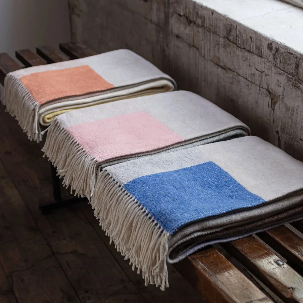 Coperta gialla-azzurra 125x190 cm Brick - Mette Ditmer Denmark