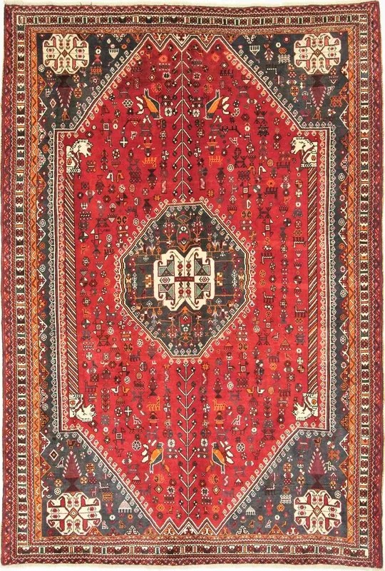 Gashghai Tappeto 290x200 Rosso (Iran) Annodato A Mano