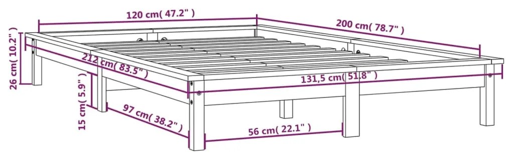 Giroletto Grigio 120x200 cm in Legno Massello di Pino