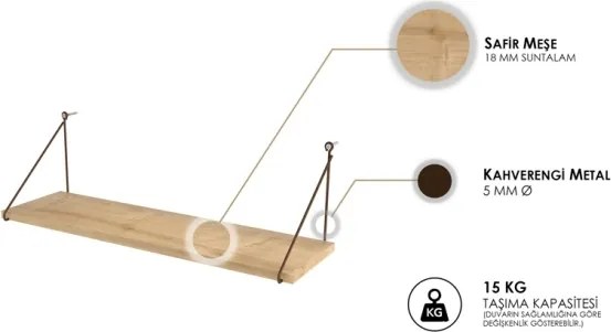 Mensola A Parete 72x20x20 Cm Stile Industrial Armoni Rovere