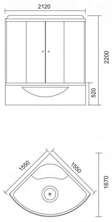 Kamalu - Vasca idromassaggio con box doccia 150x150cm | K-PL500
