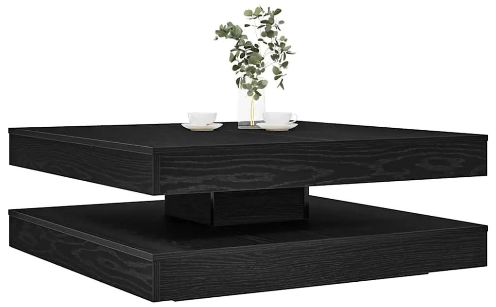 Tavolino Da Caffè Girevole A 360 Gradi Nero 90x90x34,5 Cm /