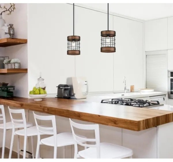 Westinghouse 61179 - Lampadario a sospensione con filo LANGSTON 1xE27/60W/230V barnwood