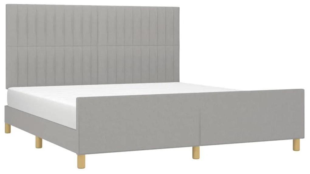 Giroletto con testiera grigio chiaro 180x200 cm in tessuto