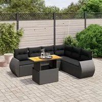 Set Divani da Giardino con Cuscini 7pz Nero Polyrattan 3272210