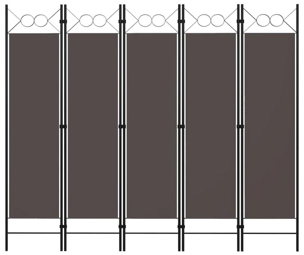 Paravento A 5 Pannelli Antracite 200x180 Cm /