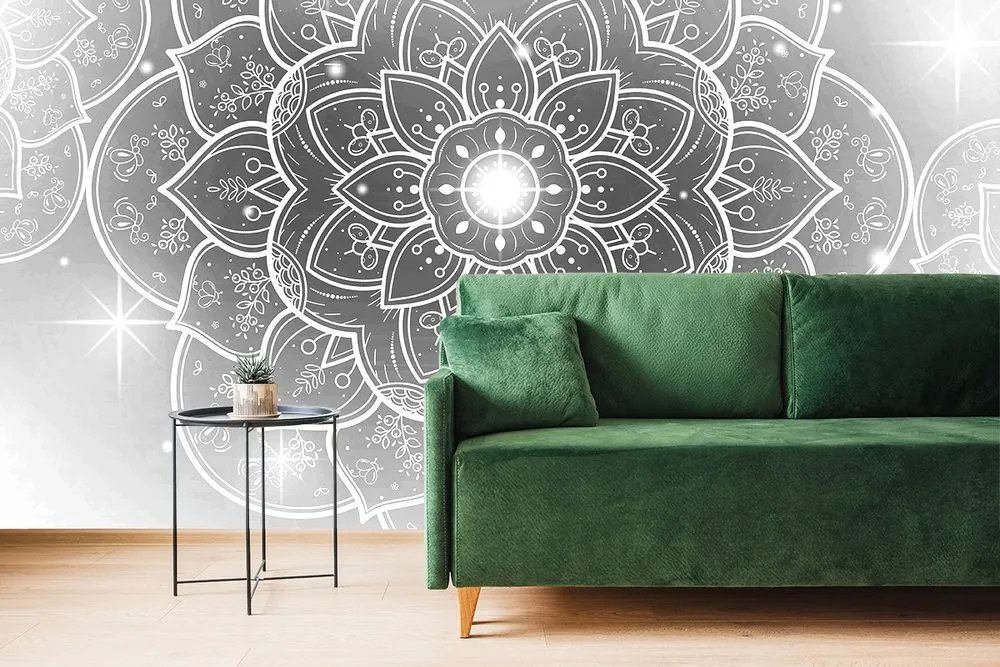 Carta da parati – Mandala orientale in bianco e nero