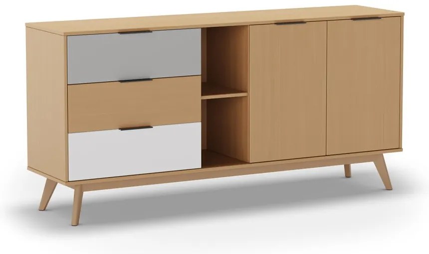 Cassettiera bassa in legno di pino in colore naturale 165x81 cm Elfa - Marckeric