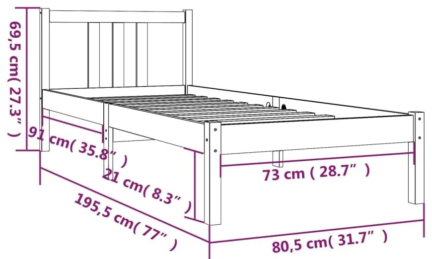 Giroletto Miele in Legno Massello 75x190 cm Small Single