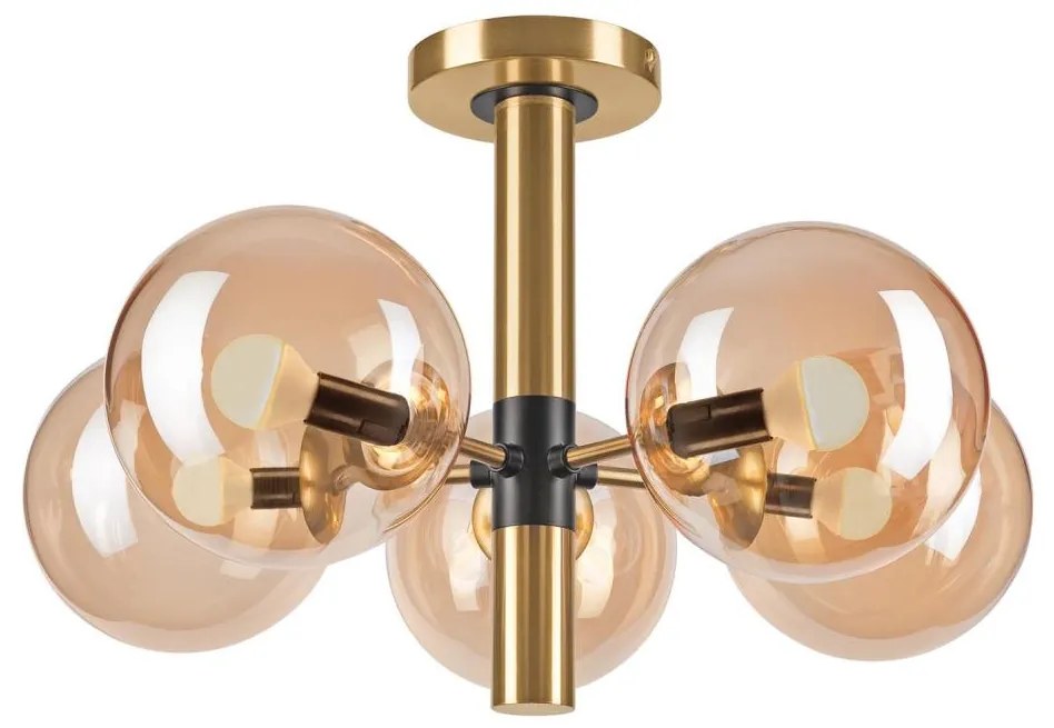 Lampadario a sospensione con supporto rigido ROLLO 5xE14/5W/230V oro/fumé beige