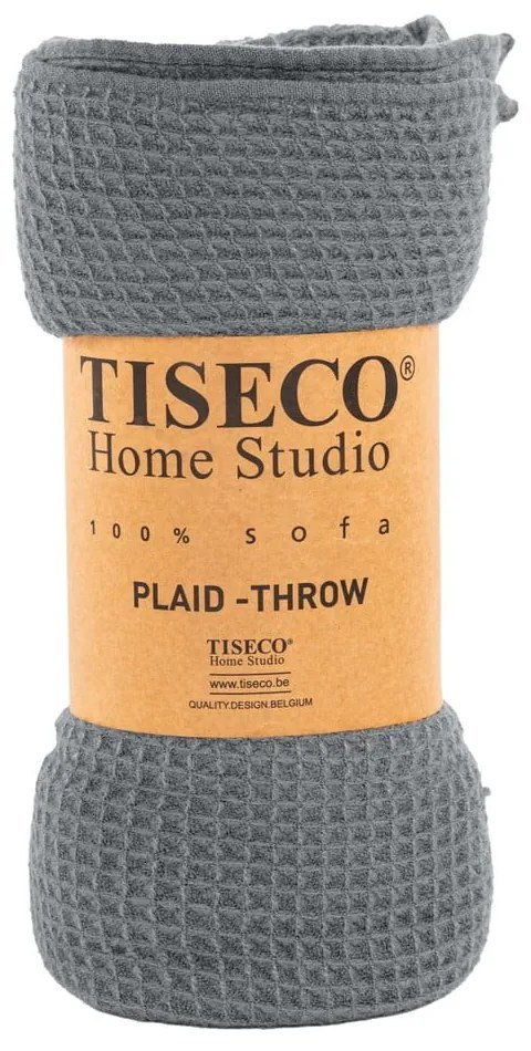 Copriletto Mini Waffle grigio, 130 x 170 cm - Tiseco Home Studio