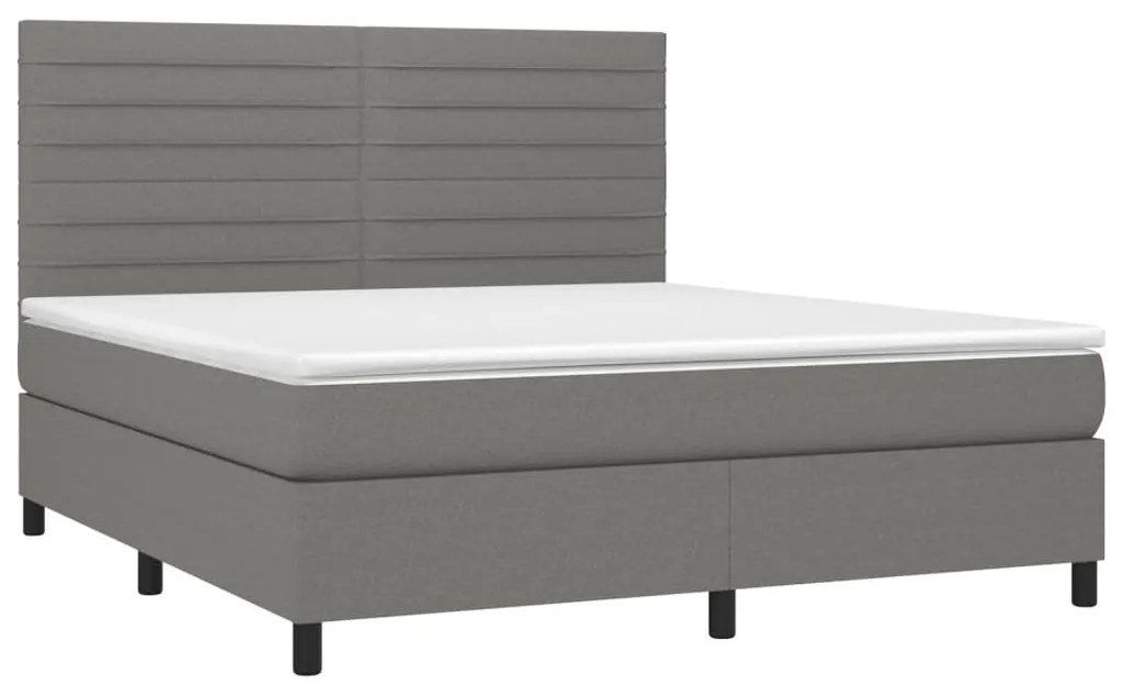 Letto a molle materasso e led grigio scuro 180x200cm in tessuto