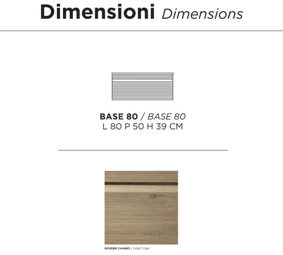 Cassetto bagno portalavabo 80 cm sospeso in PVC RIO Rovere Chiaro