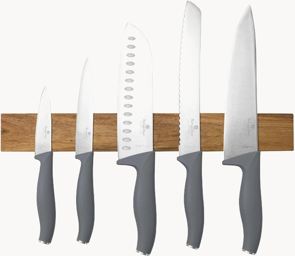 Set di coltelli da cucina con supporto magnetico in legno di acacia Aspen, set da 6