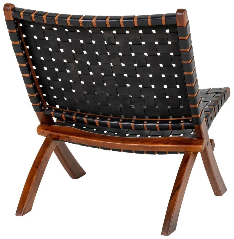 Poltrona in pelle nera con intreccio Perugia - House Nordic