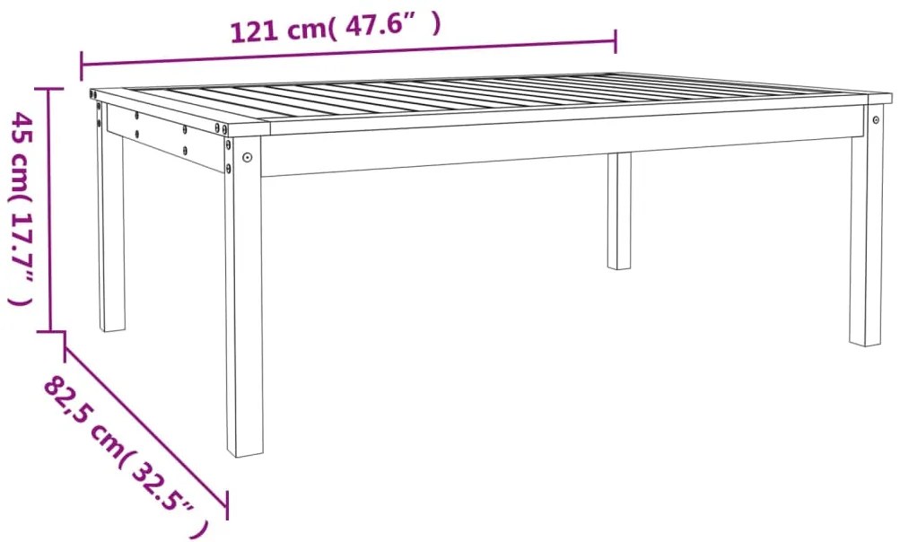 Tavolo da Giardino Grigio 121x82,5x45 cm Legno Massello di Pino