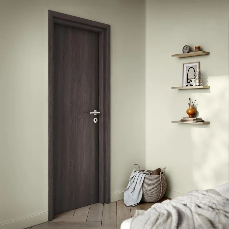 Porta interna a battente Ashy in MDF colore noce, L 60 x H 210 cm, apertura reversibile