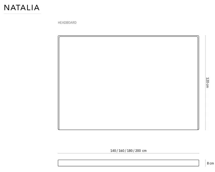 Testiera azzurra 140x120 cm Natalia - Milo Casa