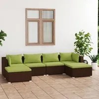 Set Divani da Giardino 6 pz con Cuscini in Polyrattan Marrone cod mxl 38934