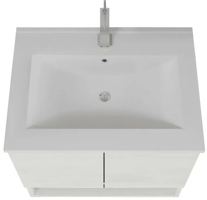 Mobile bagno sospeso 60 rovere bianco con lavabo e specchio LED Oslo