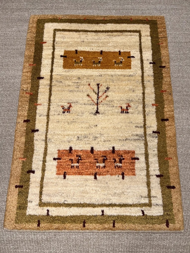 Gabbeh Tappeto 80 x 120 Giallo (Iran) Annodato A Mano