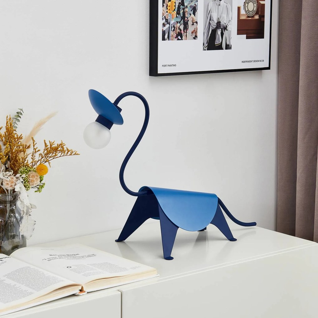 Lampada da tavolo Lucande Idalina, Dino, blu, acciaio, 44 cm