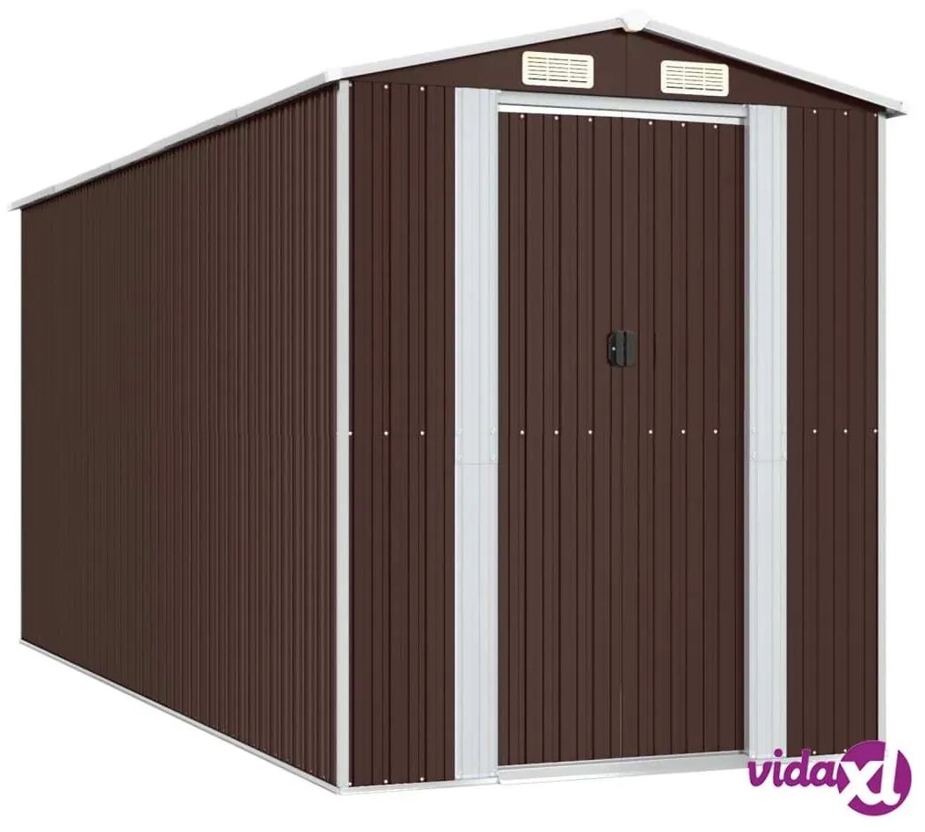 vidaXL Capanno da Giardino Marrone Scuro 192x440x223cm Acciaio Zincato