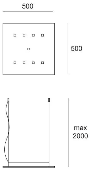 Sosp biemissione 500x500 led 52W+12W bianco NW