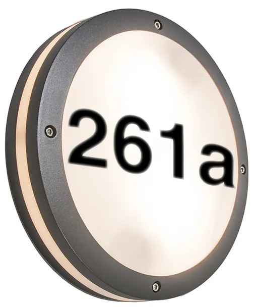 Lampada da parete per esterni antracite con numero civico IP54 - Glow