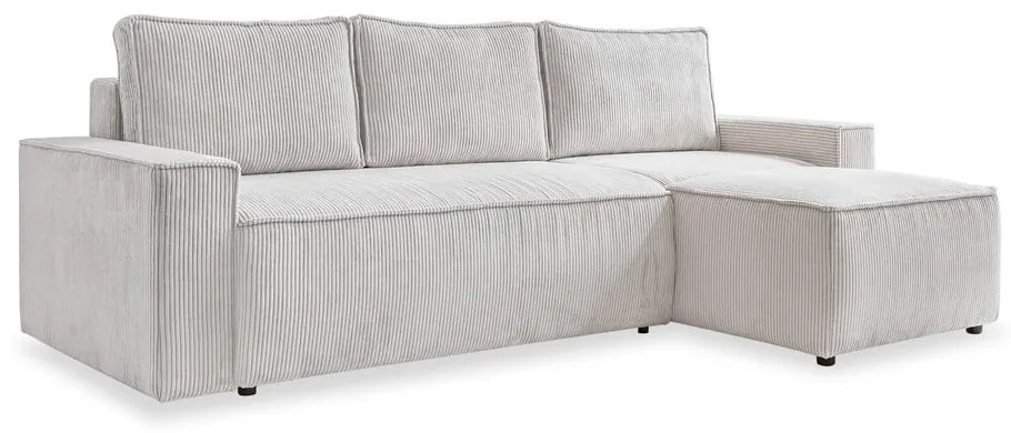 Divano letto angolare in velluto a coste bianco Brave Dave - Miuform