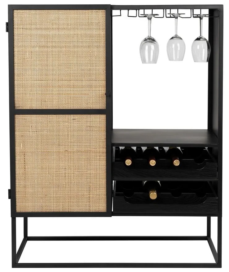 Portabottiglie in rattan nero per 8 bottiglie, 80x100 cm Guuji - White Label