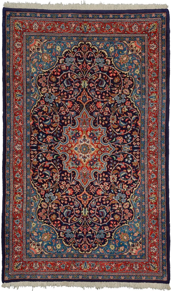 Sarouk Tappeto 140 x 220 Blu (Iran) Annodato A Mano