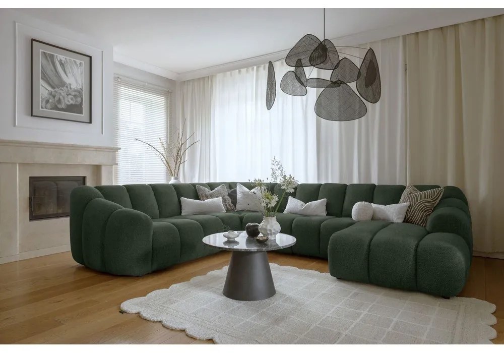 Divano angolare verde scuro (con penisola a sinistra/a U) Shell – Miuform
