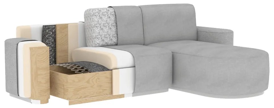 Divano angolare grigio scuro allungabile/con contenitore (con penisola a destra/con chaise lounge) e rivestimento in ciniglia Aurumm – ELTAP