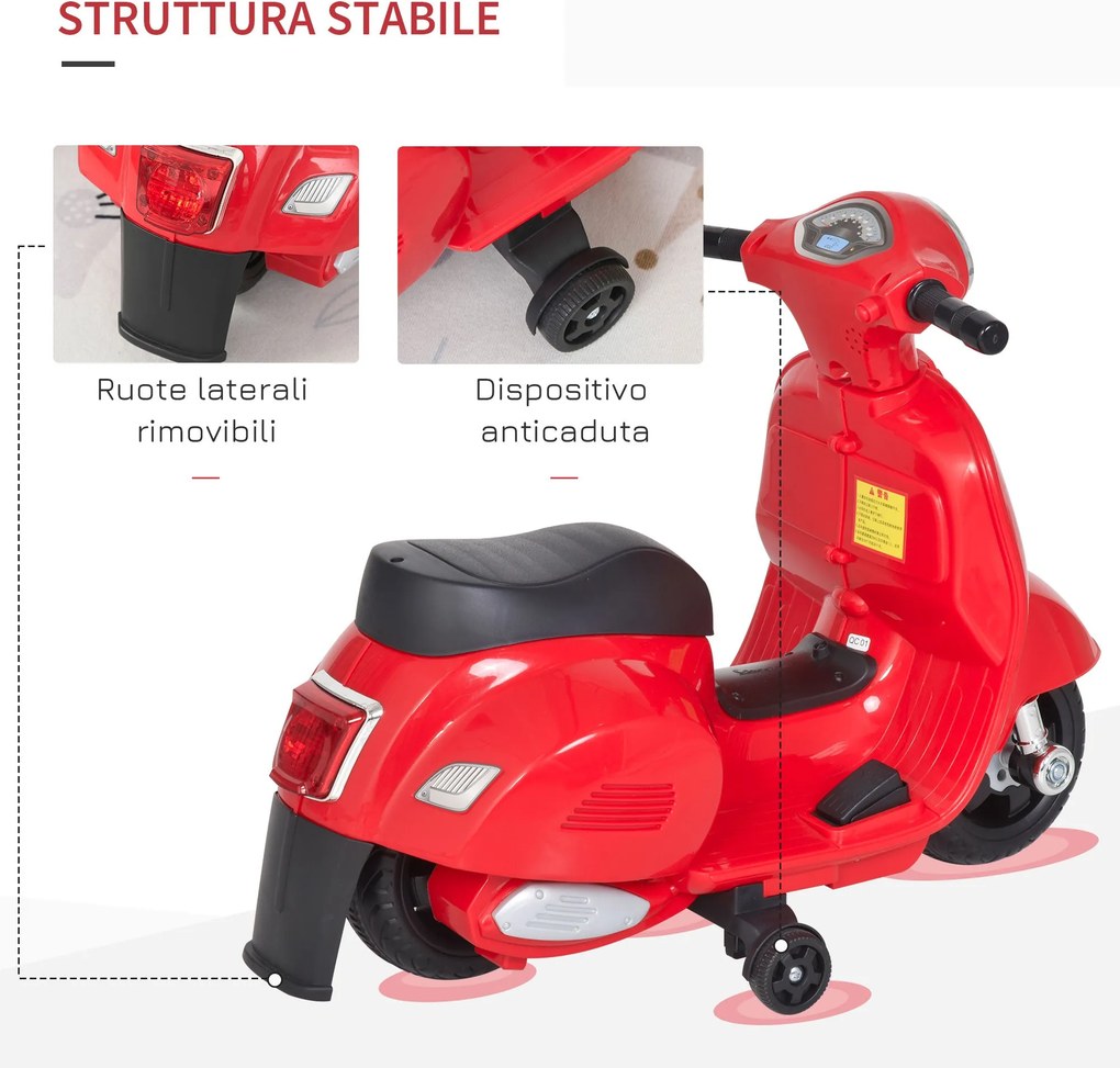 Piaggio Mini Vespa GTS Elettrica 6V  per Bambini Rossa...