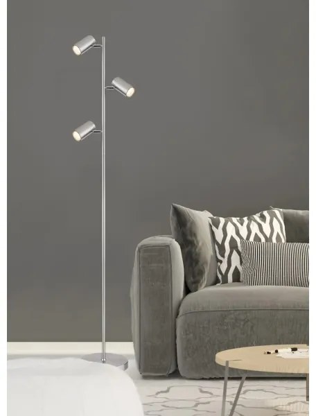 Globo 57910S - Lampada con piedistallo ROBBY 3xGU10/5W/230V cromo opaco