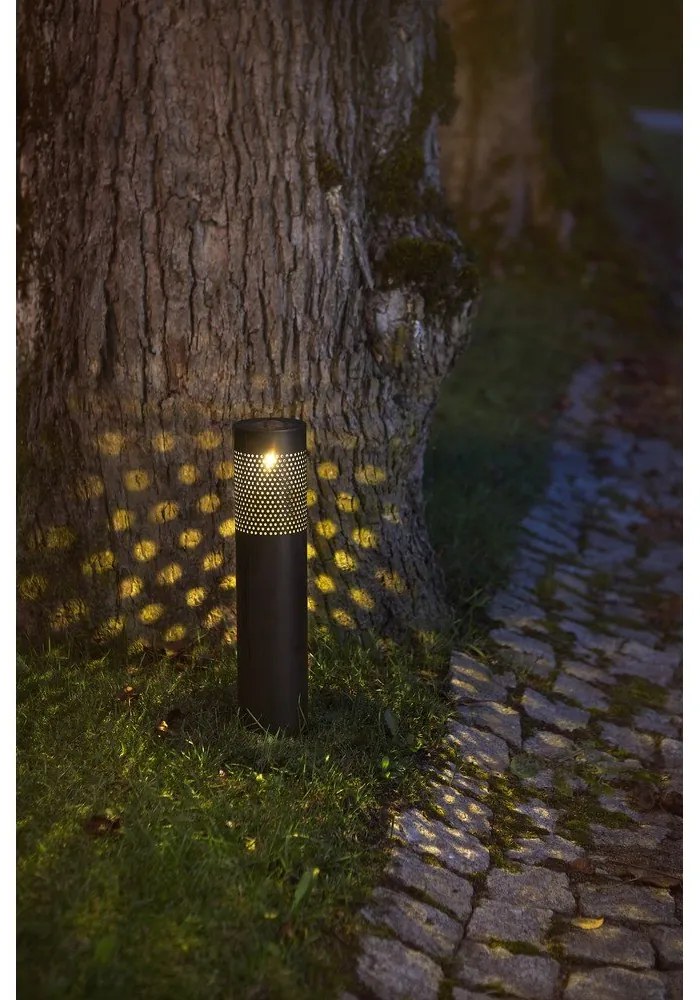Luce solare a LED in acciaio inox nero, altezza 39 cm Blace - Star Trading