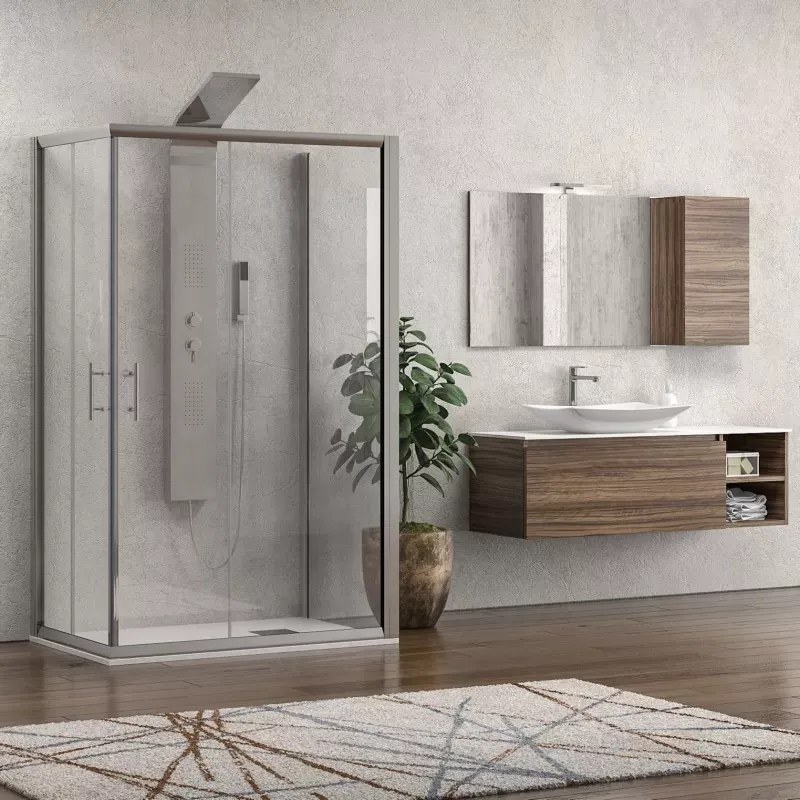 Box doccia tre lati 70x70x70 doppio scorrevole vetro trasparente anticalcare KF1000 - KAMALU