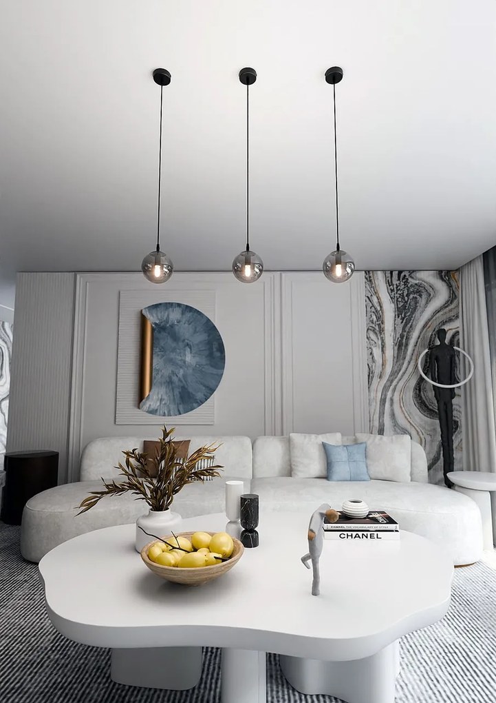 Lampada a sospensione COSMO 1 BL in acciaio e vetro E14