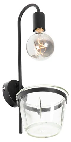 Applique moderna nera con vetro - Roslini