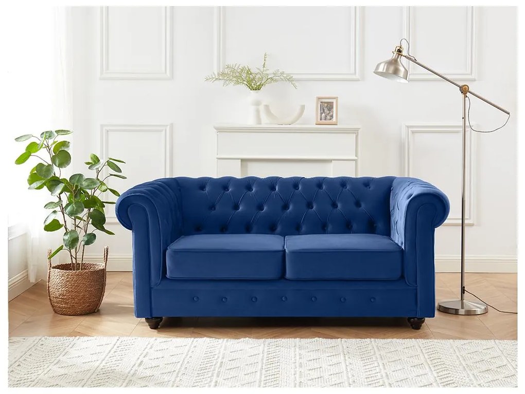 Divano 2 posti Velluto Blu reale - CHESTERFIELD