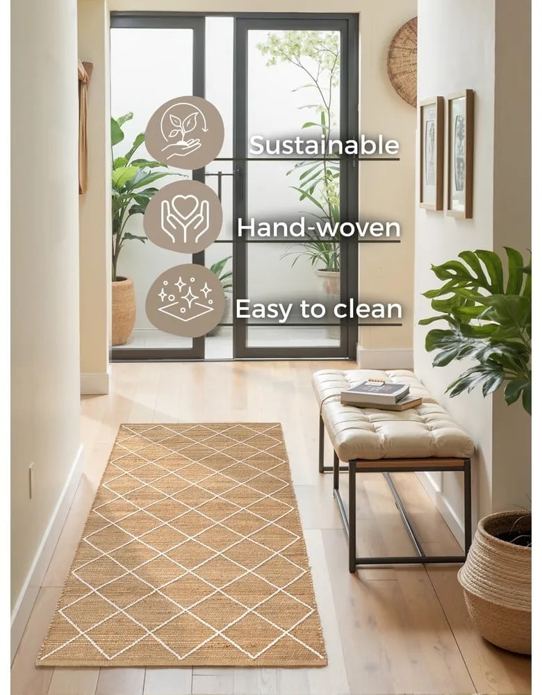 Passatoia di colore naturale in iuta tessuta a mano 80x200 cm Kunu – Hanse Home