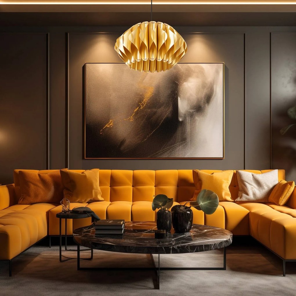 Luminex Lampada a sospensione Serenity con paralume in plastica, oro