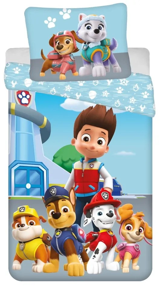 Set copripiumino e federa da bambini blu in cotone per letto singolo 140x200 cm Paw Patrol – Jerry Fabrics